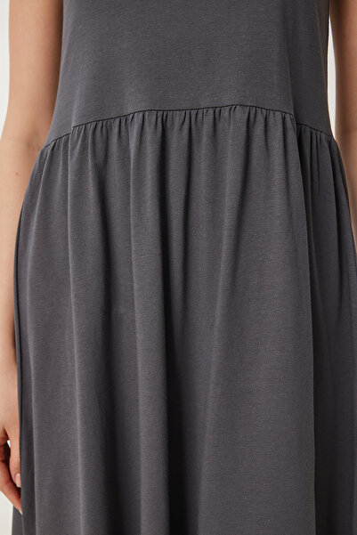 Lovelyİstanbul Halter Yaka Basic Yazlık Örme Elbise ANTRASİT LCR0053