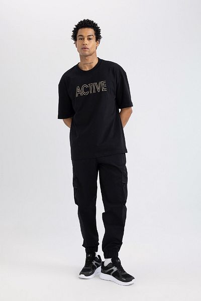 DeFacto Μπλουζάκι Oversize Crew Neck με Λεπτομέρεια Κεντήματος - C1426ax24sm