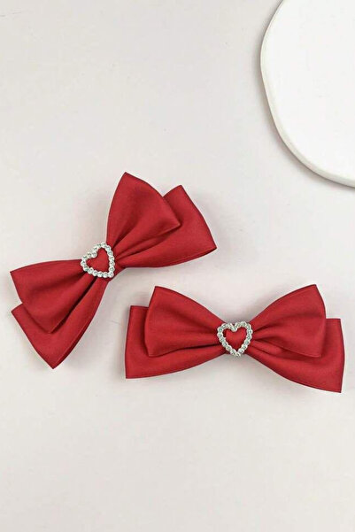 Diloshtrend Design Zircon Stone Decorated Satin Double Bow Collet Buckle Sati...