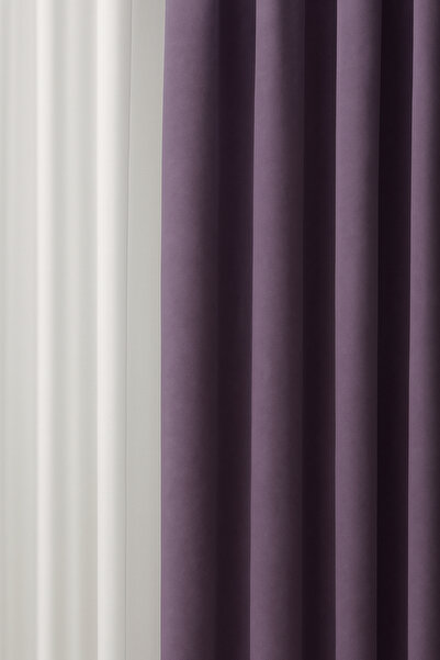 Cortibo Barcelona Lilac Velvet Textured Pleatless Background Curtain
