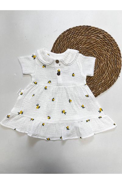 greenmoss Lemon Patterned Muslin Dress