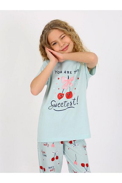 vitmo Set pijamale pentru fete - 100% bumbac mâneci cireșe