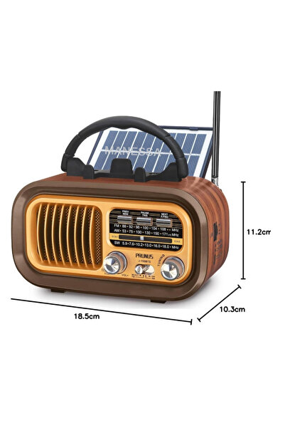 Manessa Güneş Enerjili ve Şarjlı Bluetooth+USB Nostaljik FM Radyo