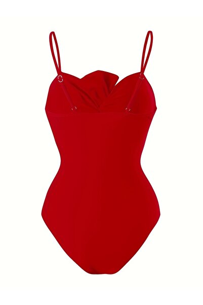 Behills Fransız Esintili Vintage İki Parçalı Pareo Straplez Mayo Takımı, Fiyonk Detaylı Çıkarılabilir Pedler