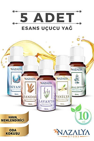 Nazalya Hava Nemlendiriciler için Uçucu Oda koku Yağı Esansiyeli 5'li Set 10 Ml.
