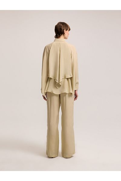 BAQA Contrast Stitched Khaki Blouse