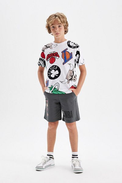 DeFacto NBA Wordmark Patterned Boys' Shorts - C5370A824HS