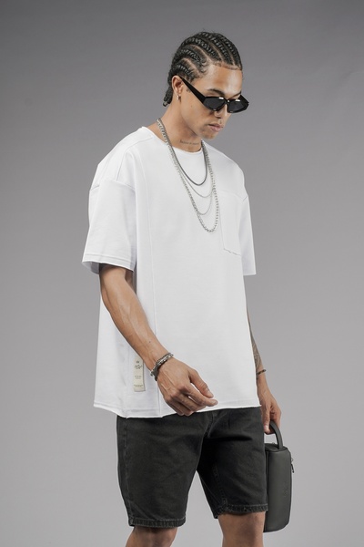 Butik TREND BIZ 2 νήμα υφασμάτινο μπλουζάκι με γιακά με τσέπες