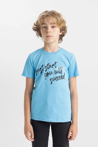 DeFacto Tricou cu mânecă scurtă pentru băiat cu decolteu triplu - C6886A824HS