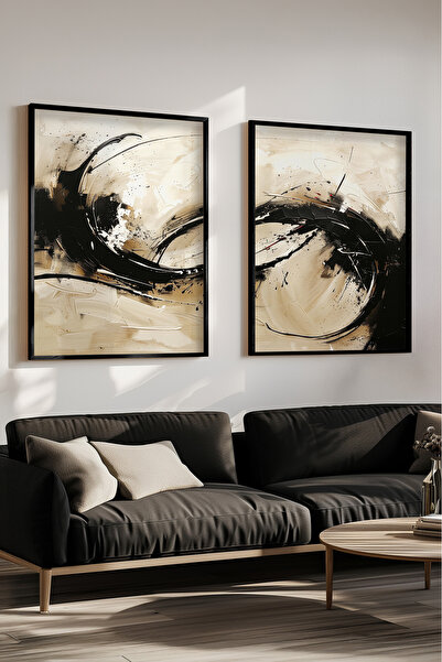 STARYUNA 2 komada apstraktnog seta za slikanje sa crnim drvenim okvirom Yuna166