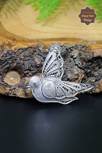 Midyat Nurtaş Gümüş Güvercin Tasarım 925 Ayar Gümüş Saf Telkari Broş 201023940