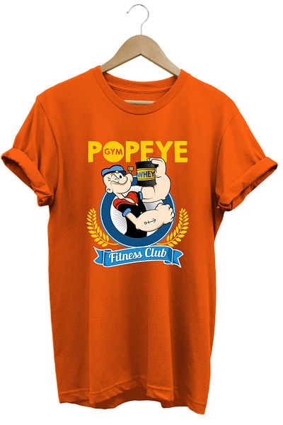 remonz Μπλουζάκι Popeye (POPEYE) Gym με στάμπα 100% βαμβακερό T-shirt κανονικού μεγέθους