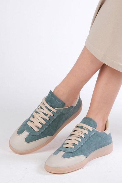 Mio Gusto Nikita Genuine Suede Petrol Green Women's Casual Sports Shoes