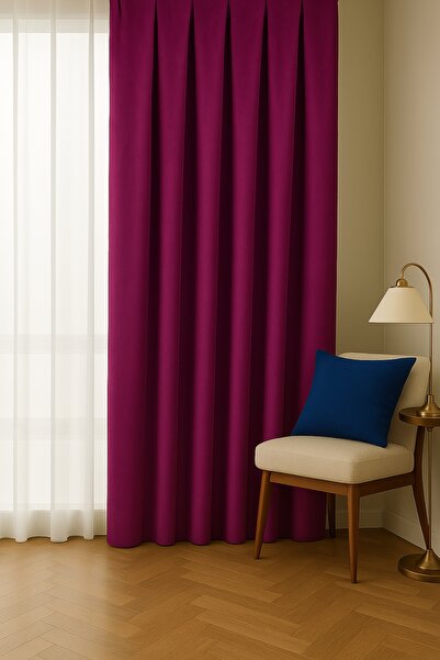 Cortibo Barcelona Velvet Textured Background Curtain Cherry Rotten (No Pleats)