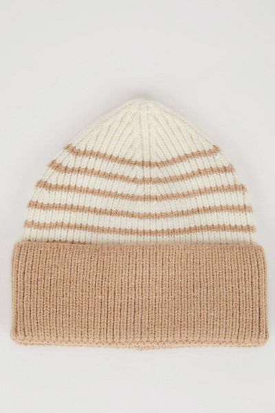 DeFacto Baby Boy Striped Fleece Inside Knitwear Beret C8596A524Wn