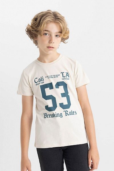 DeFacto Boy's Short Sleeve Printed T-Shirt - Crew Neck C6888A824HS