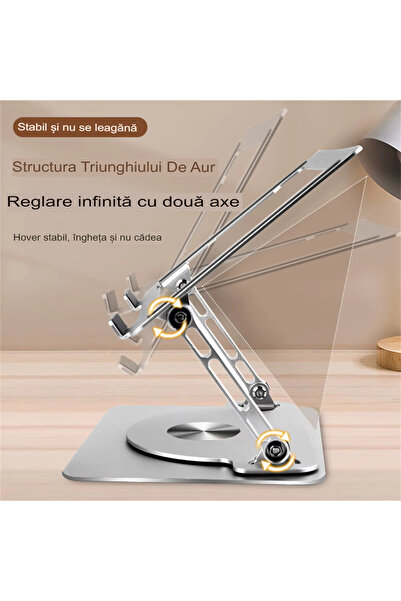 SMARTO Βάση φορητού υπολογιστή D087L, εργονομική, φορητή, ρυθμιζόμενη, με περιστρεφόμενη βάση 360°, γενικής χρήσης, πτυσσόμενη