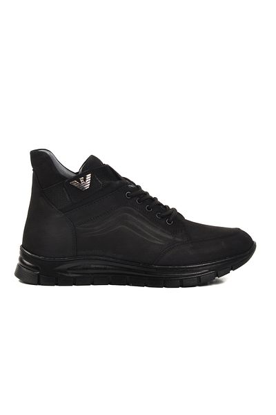 AYAKMOD Μαύρες ανδρικές μπότες από γνήσιο δέρμα Nubuck 228 M
