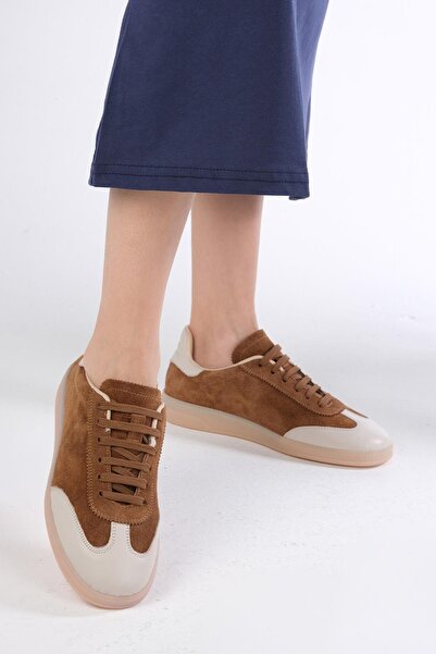 Mio Gusto Nikita Genuine Suede Tan Color Women's Casual Sports Shoes