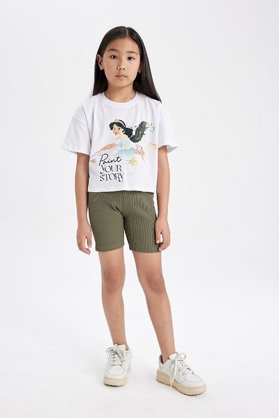 DeFacto Disney Princess T-Shirt για κορίτσια - Crew Neck, κοντό μανίκι C5944a824hs