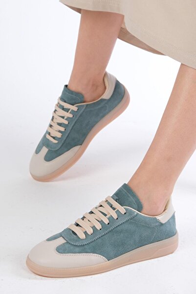 Mio Gusto Nikita Genuine Suede Petrol Green Women's Casual Sports Shoes