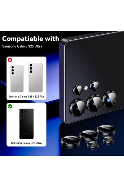 AWH Camera Lens Protector for Samsung Galaxy S25 Ultra, Ultra-HD 9H Glass, Military-Grade