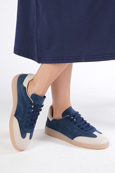 Mio Gusto Nikita Genuine Suede Navy Blue Color Women's Casual Sports Shoes