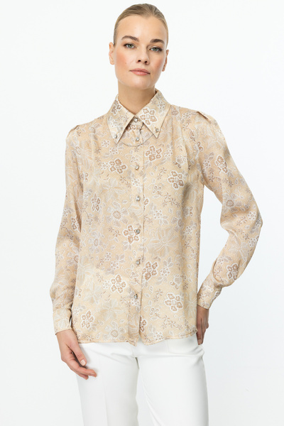 ON TRİKO Yakası Aksesuarlı Desenli Gömlek 52331-25K