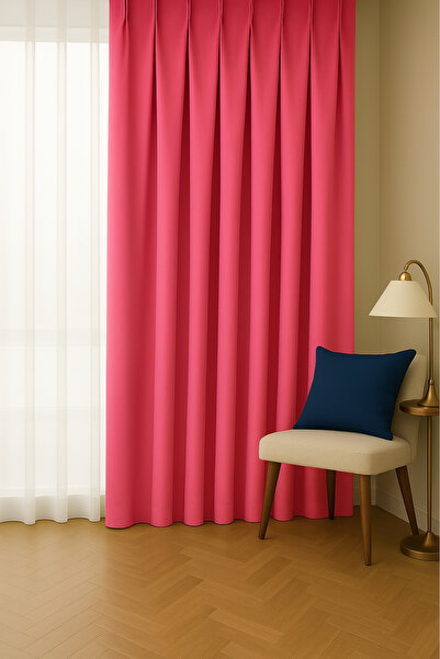 Cortibo Barcelona Velvet Textured Background Curtain Pink (Unpleated)
