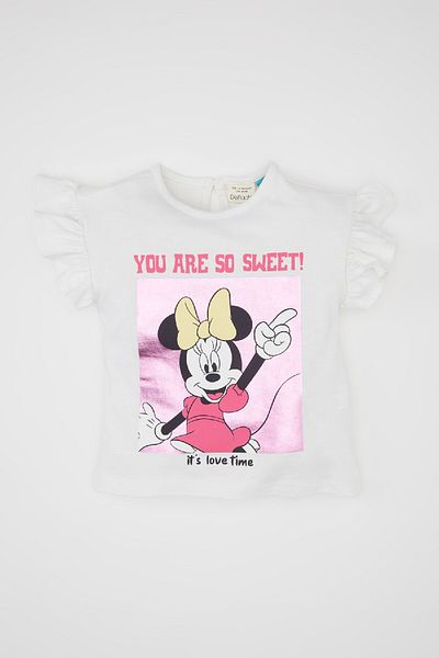DeFacto Disney Mickey & Minnie Baby Girl T-Shirt - Crew Neck, Short Sleeve C5457A524Sm