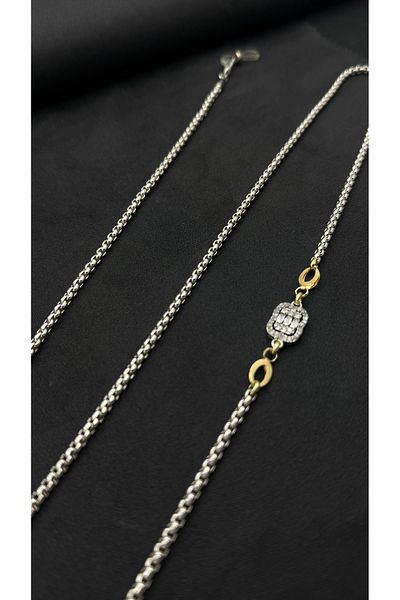 Suden Optik Tarnish Free Steel Baguette Stone - Quality and Olive Chain