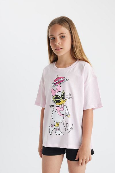 DeFacto Disney Mickey Mouse - Girls Oversize T-Shirt, Crew Neck, Short Sleeve