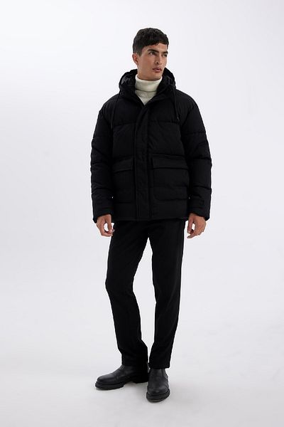 DeFacto Slim Fit Kabát Slim Fit se zipem s kapucí, dvojitá kapsa A3489Ax24Wn