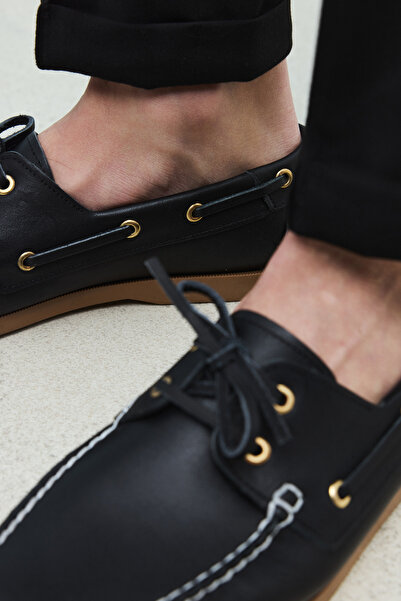 Ziya Men's Genuine Leather Casual Shoes 151423 Z33 Black Gx9688