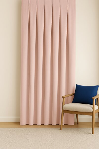 Cortibo Barcelona Velvet Textured Background Curtain Powder (No Pleats)