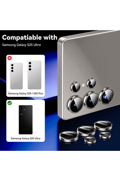 AWH Camera Lens Protector for Samsung Galaxy S25 Ultra, Ultra-HD 9H Glass, Military-Grade