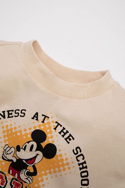 DeFacto Disney Mickey & Minnie kisfiú szett - fésült pamut, rövid ujjú póló és elasztikus deréknadrág C7775a524sm