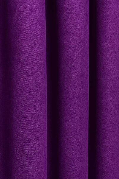 Cortibo Barcelona Velvet Textured Background Curtain Purple (No Pleats)