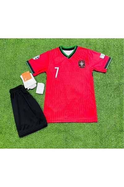 yenteks Portugalia. tricou pentru copii ronaldo roșu negru