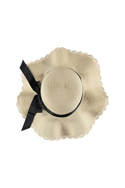 Hipatya Women's Summer Straw Hat with Black Ribbon
