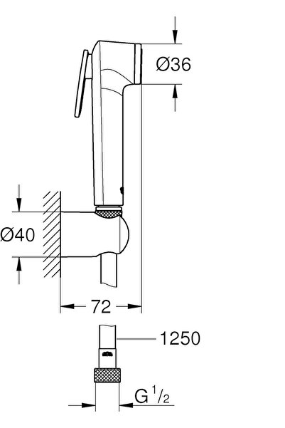 Grohe Grohe complete white bidet with silver braided handle