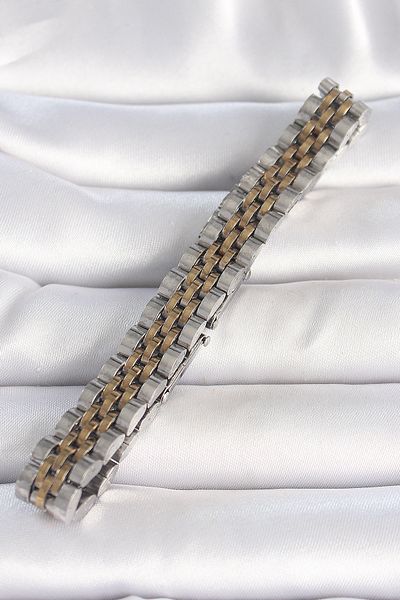 Clariss 316L الصلب الذهب والفضة اللون سلسلة نموذج سوار الرجال