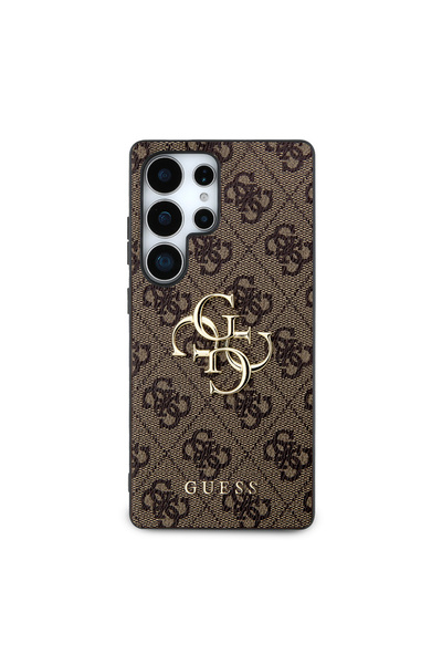 Guess Galaxy S25 Ultra  Uyumlu Kılıf Guess Lisanslı PU Deri 4G Desenli Metal ...