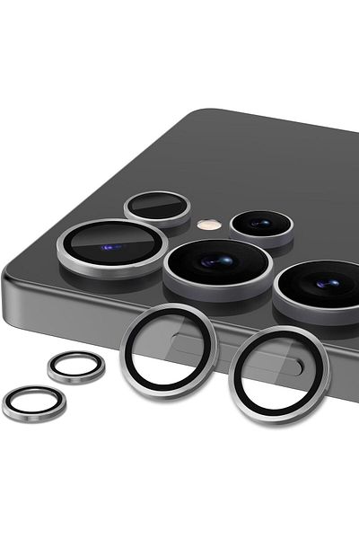 AWH Samsung Galaxy S25 Ultra Camera Lens Protector, Metal Ring Glass Cover, HD Clear