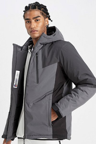 DeFacto Windproof Hooded Coat with Fit Thermometer - Slim Fit, Zip-Up 3112730