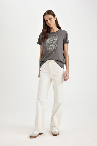 DeFacto Crew Neck Owl Patterned Regular Fit T-Shirt - C4056ax24sp