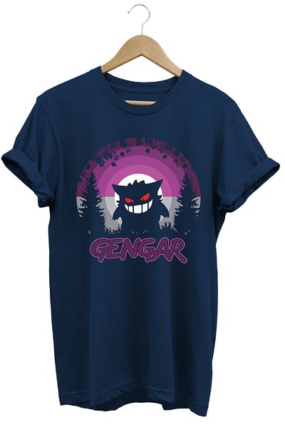 remonz Pokemon Gengar εμπριμέ 100% βαμβακερό κανονικό μπλουζάκι