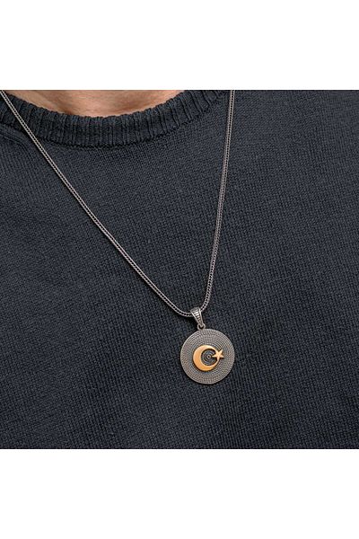 Skygo Silver Moon Star Men's Necklace
