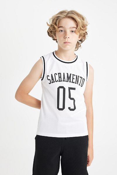 DeFacto Chłopięcy tank top z okrągłym dekoltem i nadrukiem – C8592A8NS