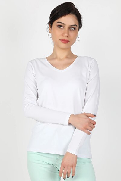 BALİNS Kadın Süprem Uzun Kollu Tişört Beyaz -bt/220.beyaz